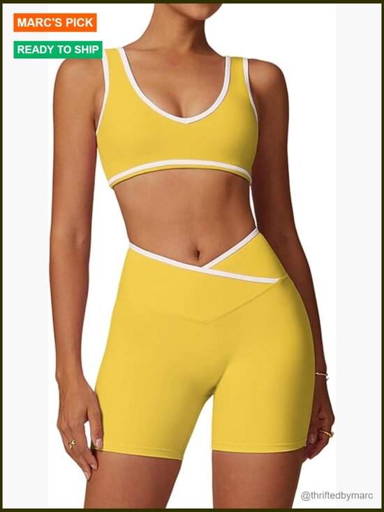 Tops - Large 2-Piece Workout Set Sports Bra Butt Lifting Shorts Activewear